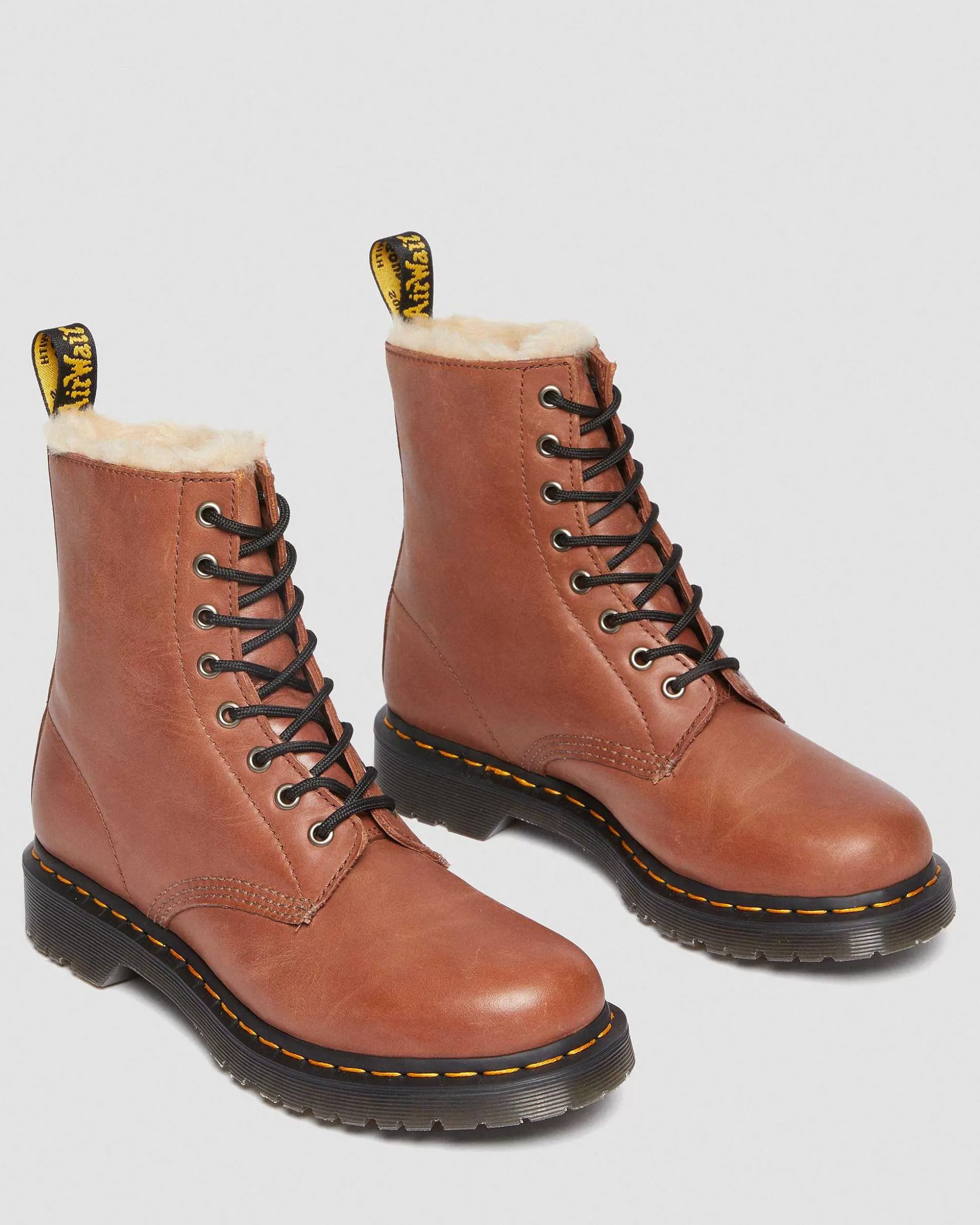 Damen Dr. Martens Schnurstiefel>1460 Serena Leder Schnurstiefel Mit Kunstfellfutter