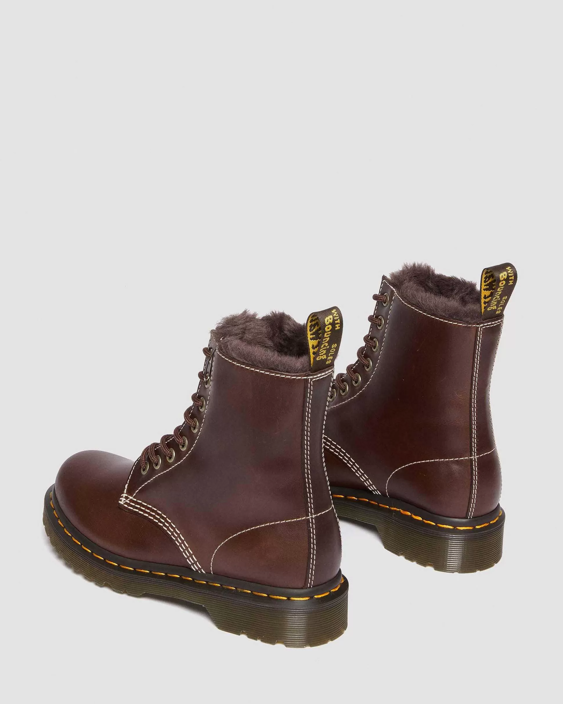 Damen Dr. Martens Schnurstiefel>1460 Serena Leder Schnurstiefel Mit Kunstfellfutter