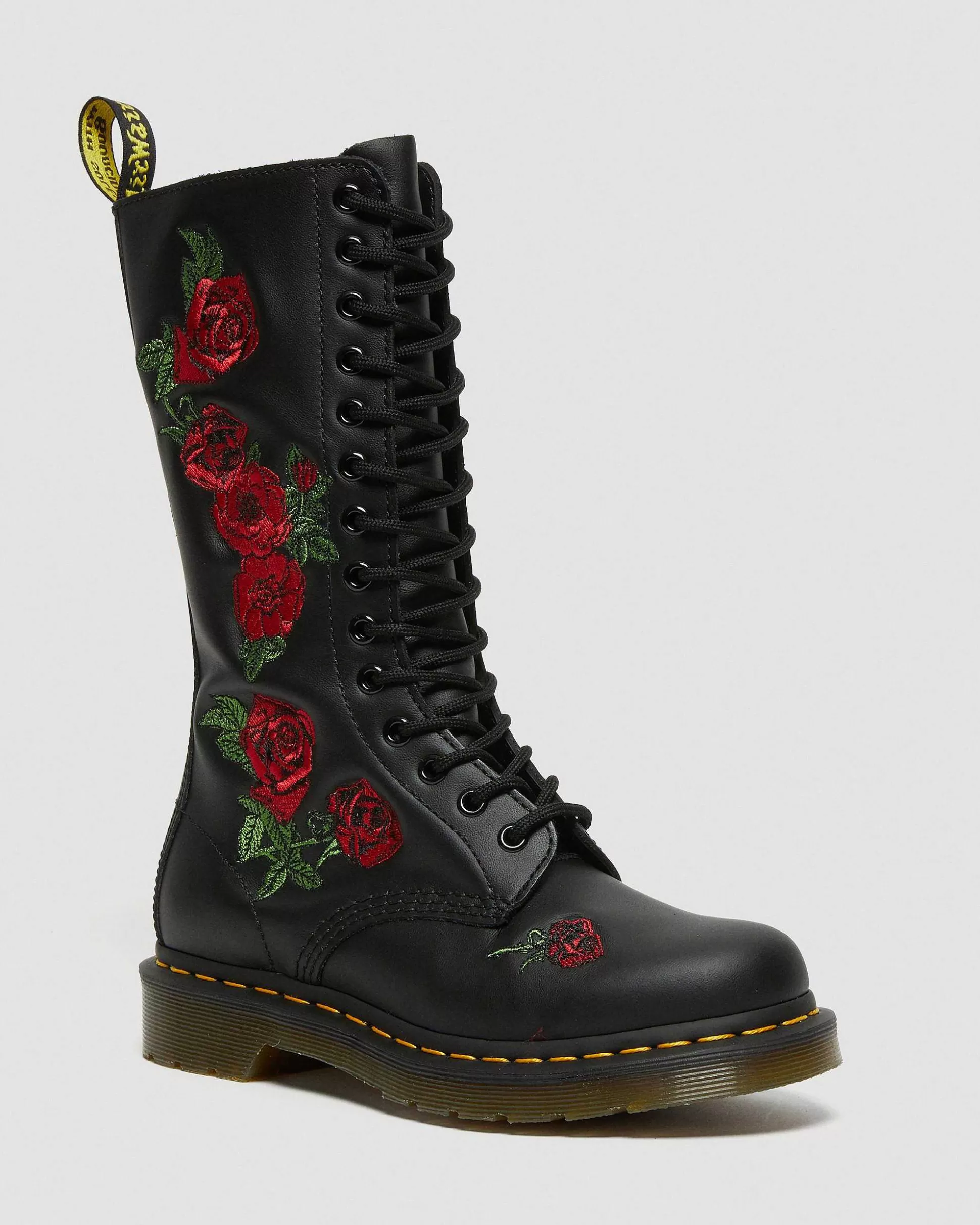 Damen Dr. Martens Schnurstiefel>1914 Vonda Floral Rose Leder Schnurstiefel