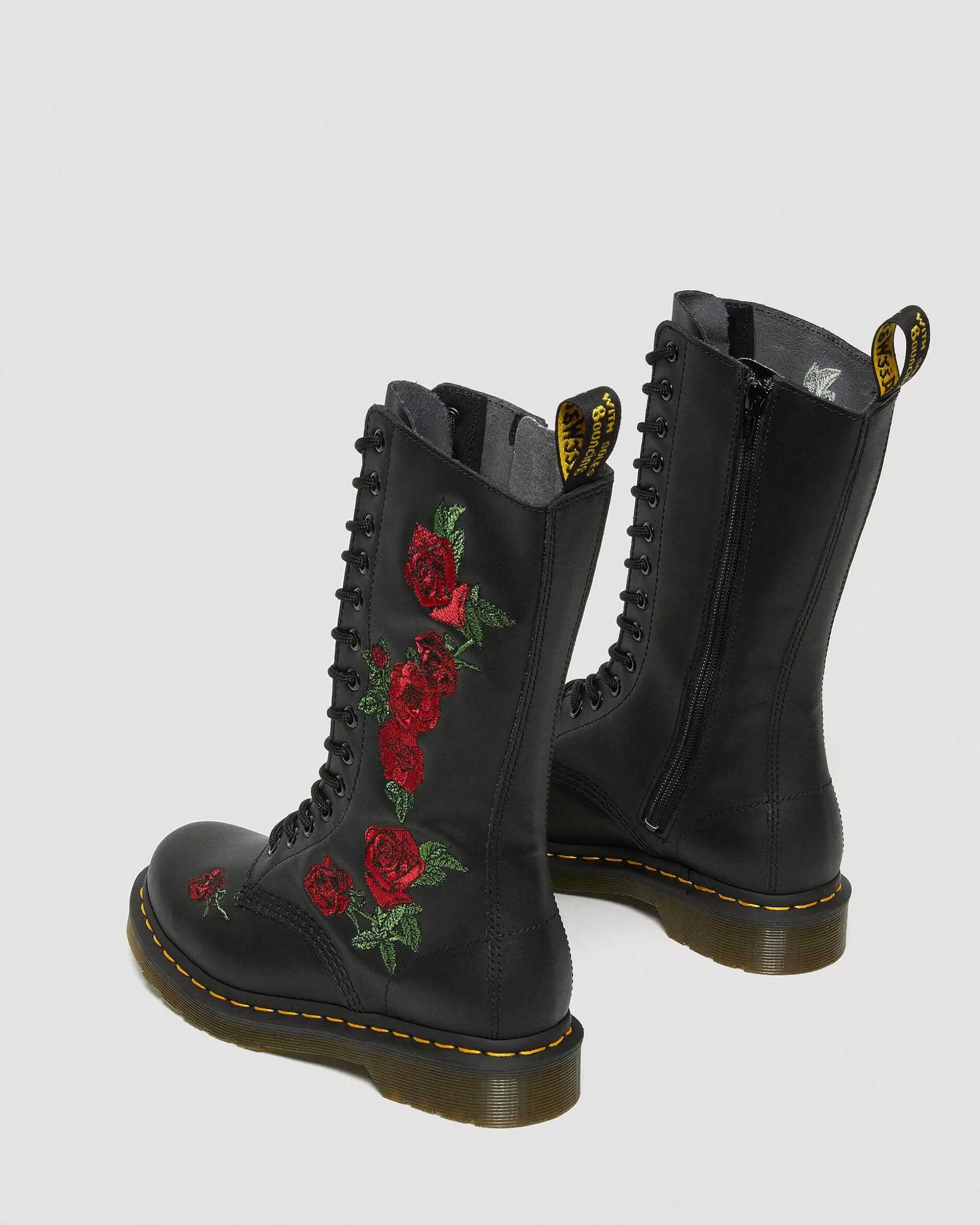 Damen Dr. Martens Schnurstiefel>1914 Vonda Floral Rose Leder Schnurstiefel