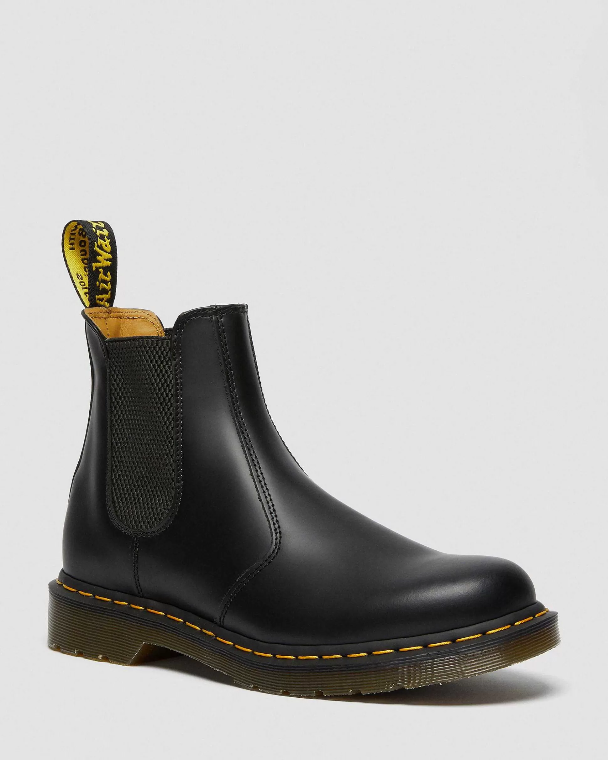 Herren Dr. Martens Winter Stiefel>2976 Glattleder Chelsea Boots Mit Gelben Nahten