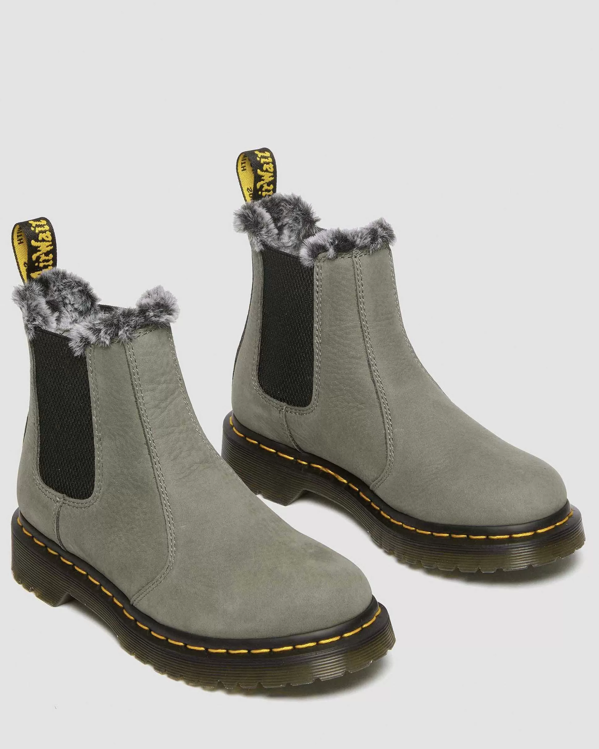 Damen Dr. Martens Stiefeletten>2976 Leonore Faux Fur Gefutterte Nubuck Chelsea Boots