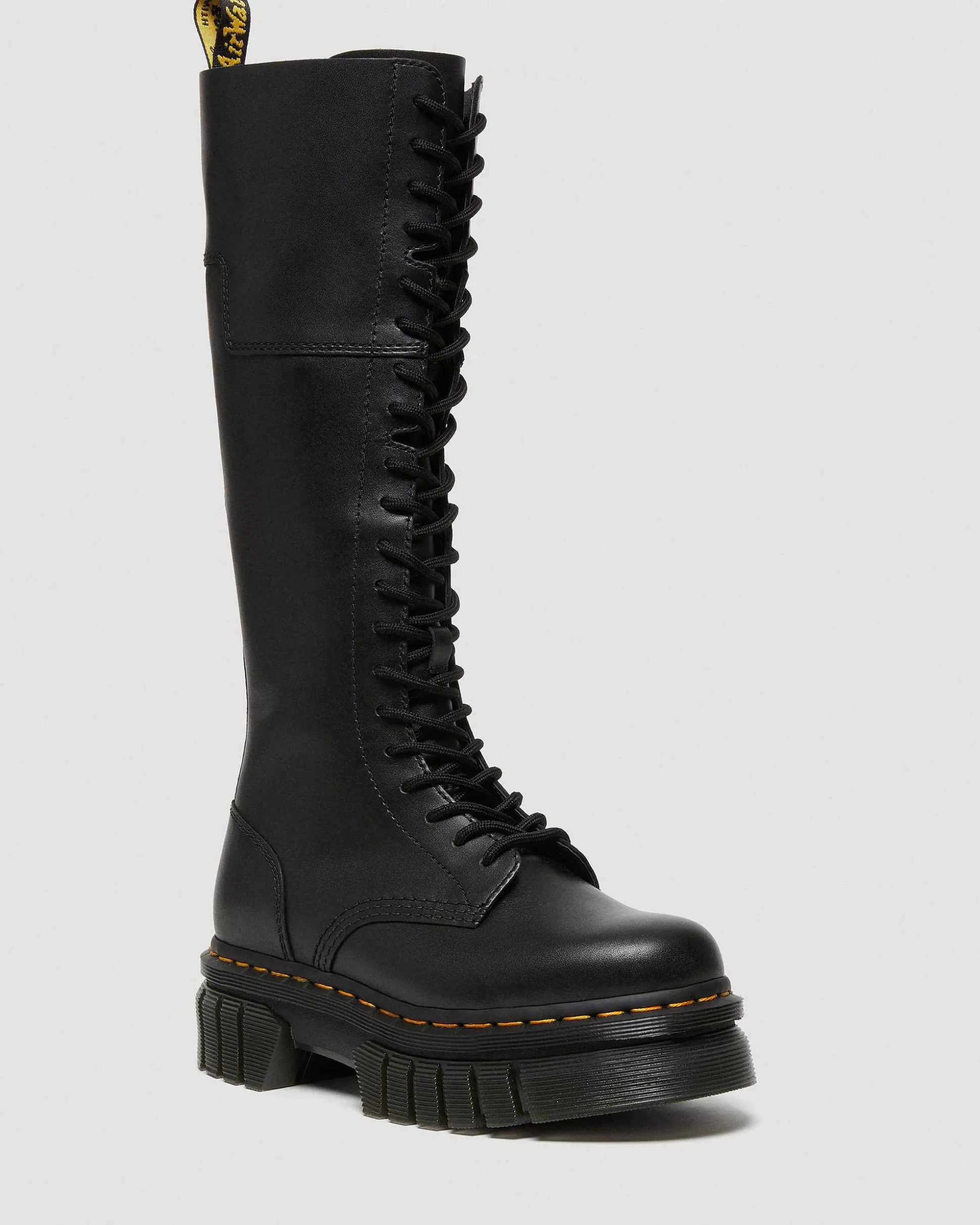 Damen Dr. Martens Schnurstiefel>Audrick 20-Loch Leder Hoher Plateaustiefel