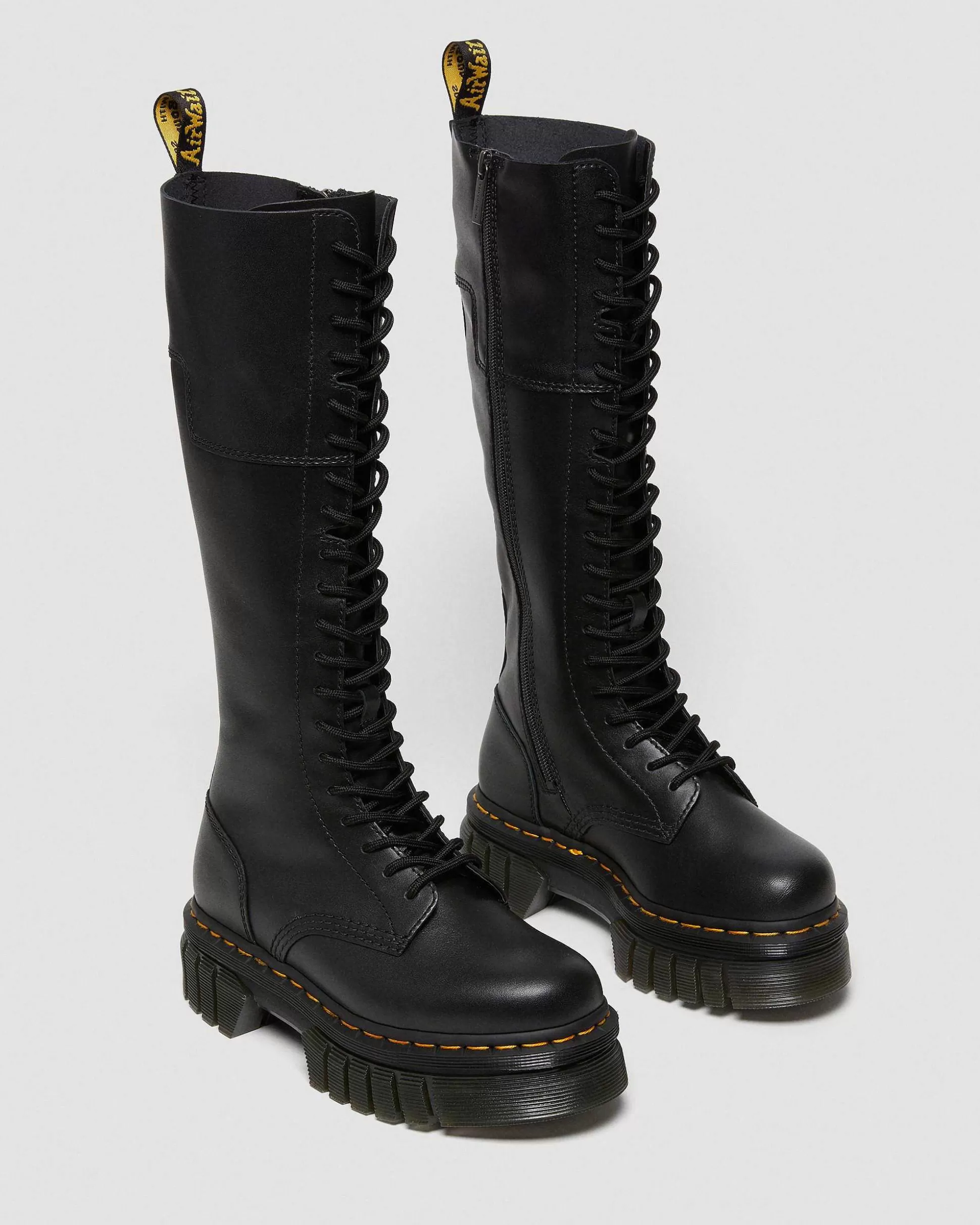 Damen Dr. Martens Schnurstiefel>Audrick 20-Loch Leder Hoher Plateaustiefel