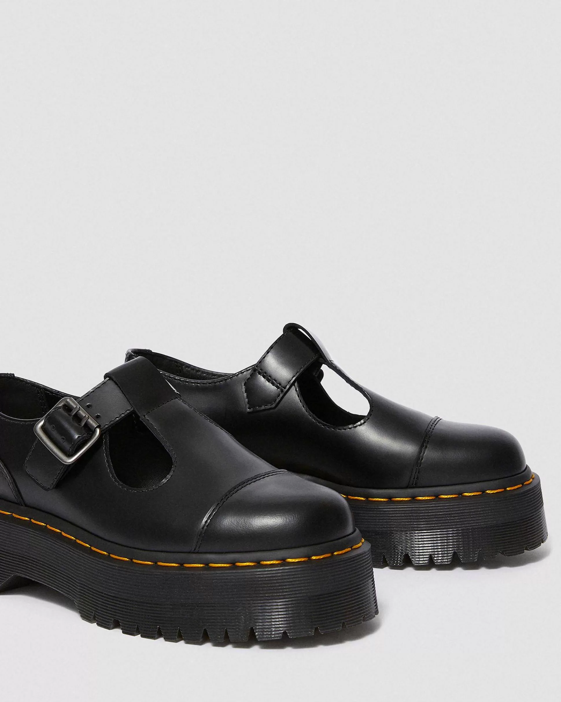 Damen Dr. Martens Schwarze Schuhe>Bethan Glattleder Plateau Mary Jane Schuhe