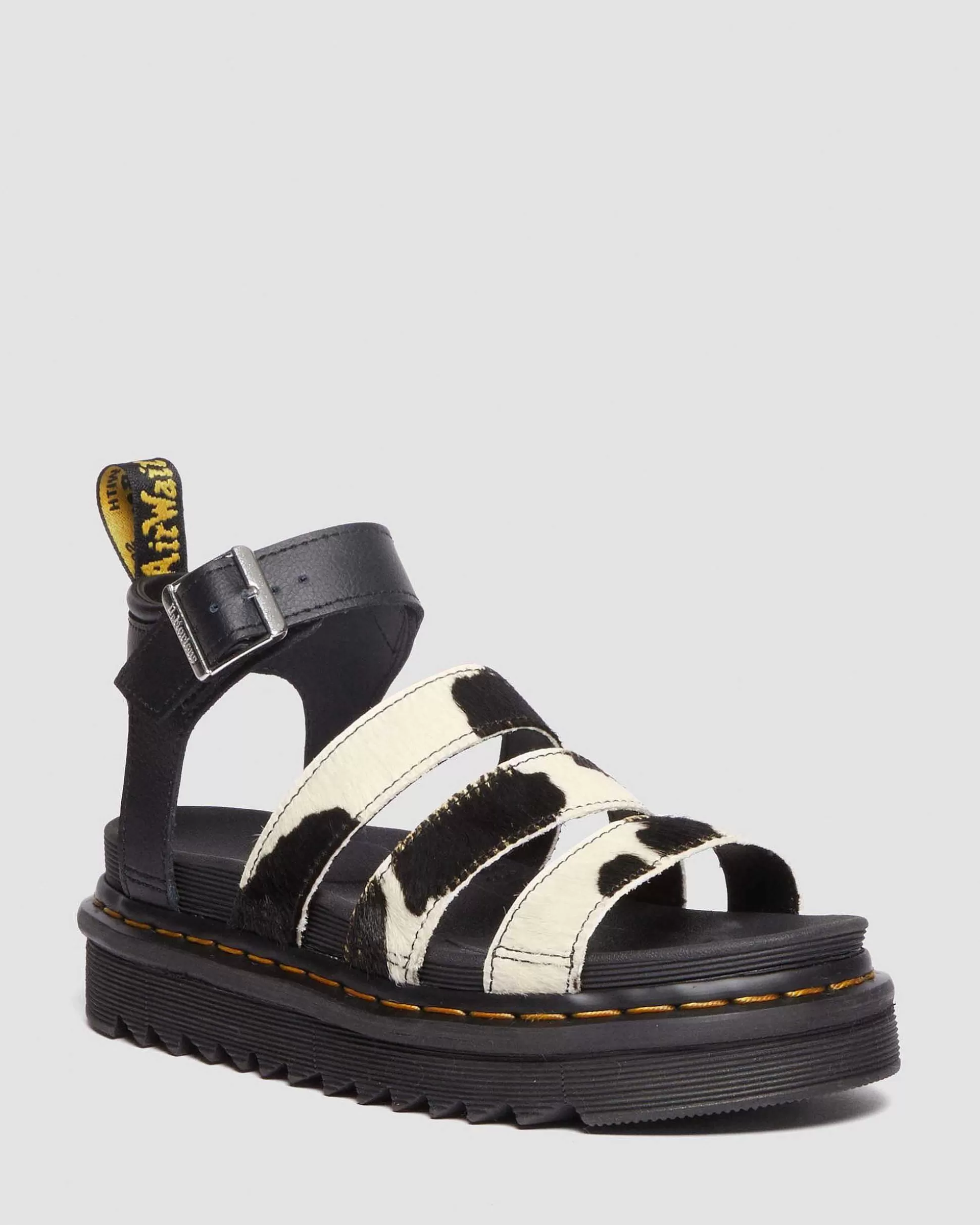 Damen Dr. Martens Gladiatorsandalen>Blaire Hair-On Cow Print Riemen Sandale