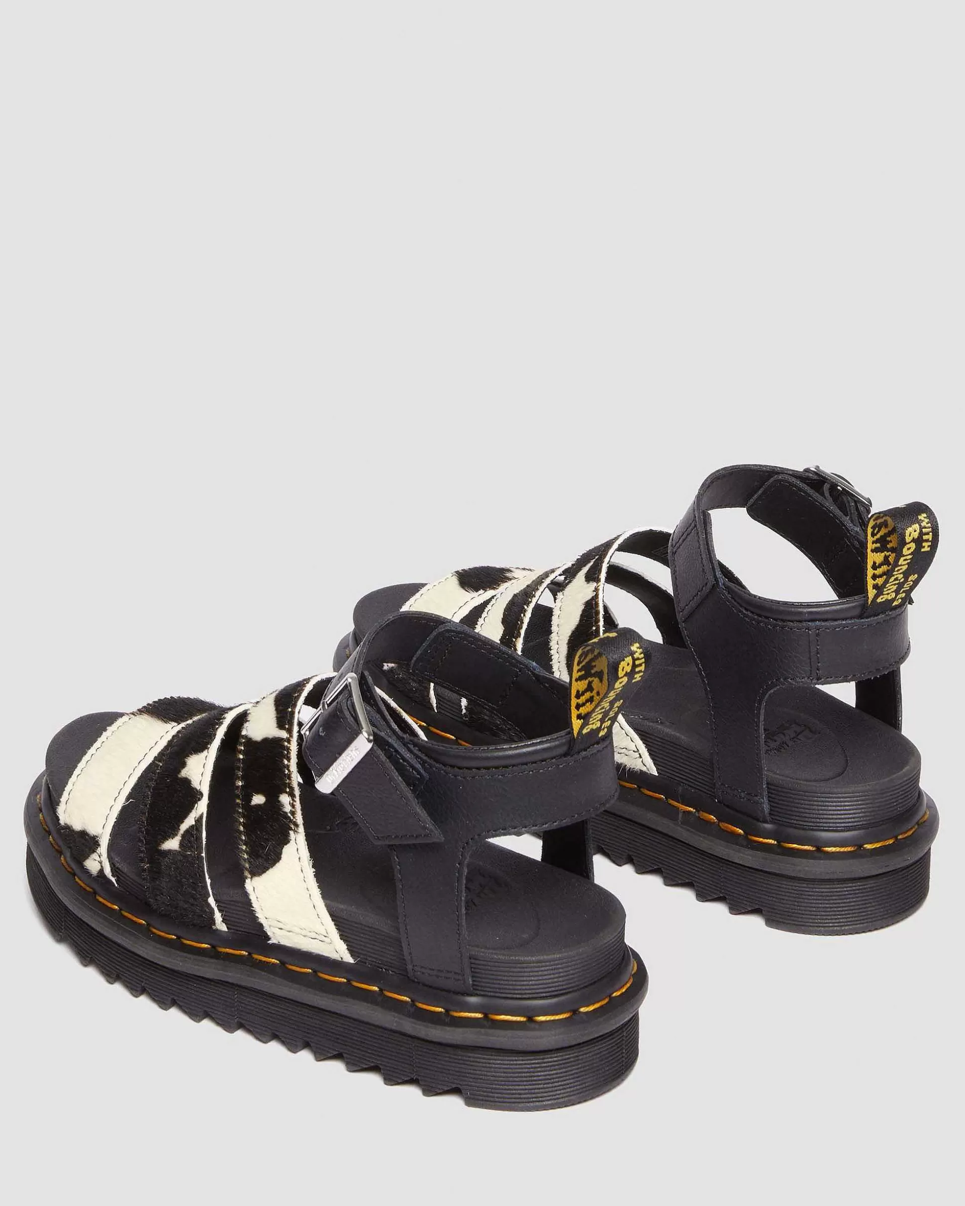 Damen Dr. Martens Gladiatorsandalen>Blaire Hair-On Cow Print Riemen Sandale