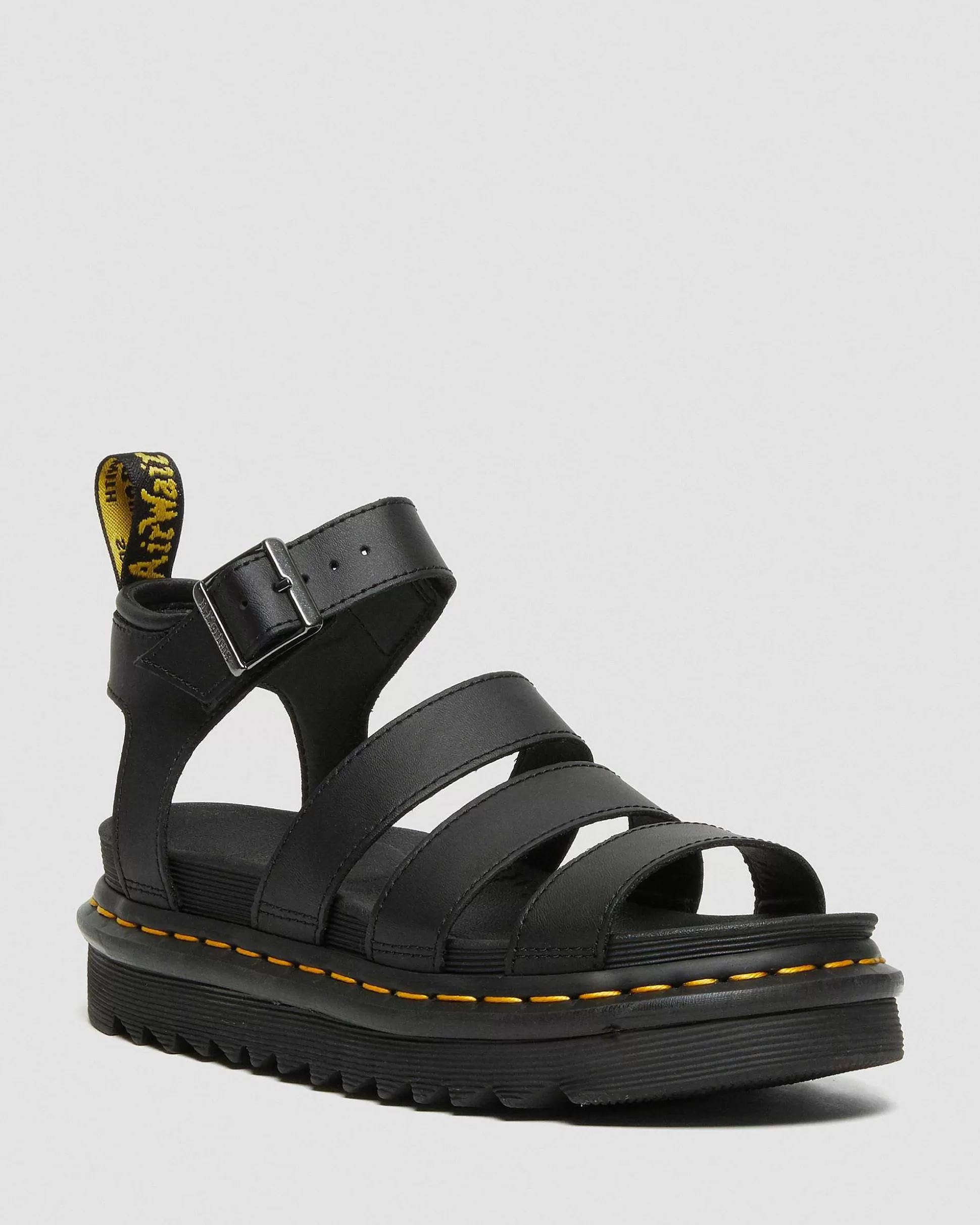 Damen Dr. Martens Plateausandalen>Blaire Hydro Leder Riemensandalen