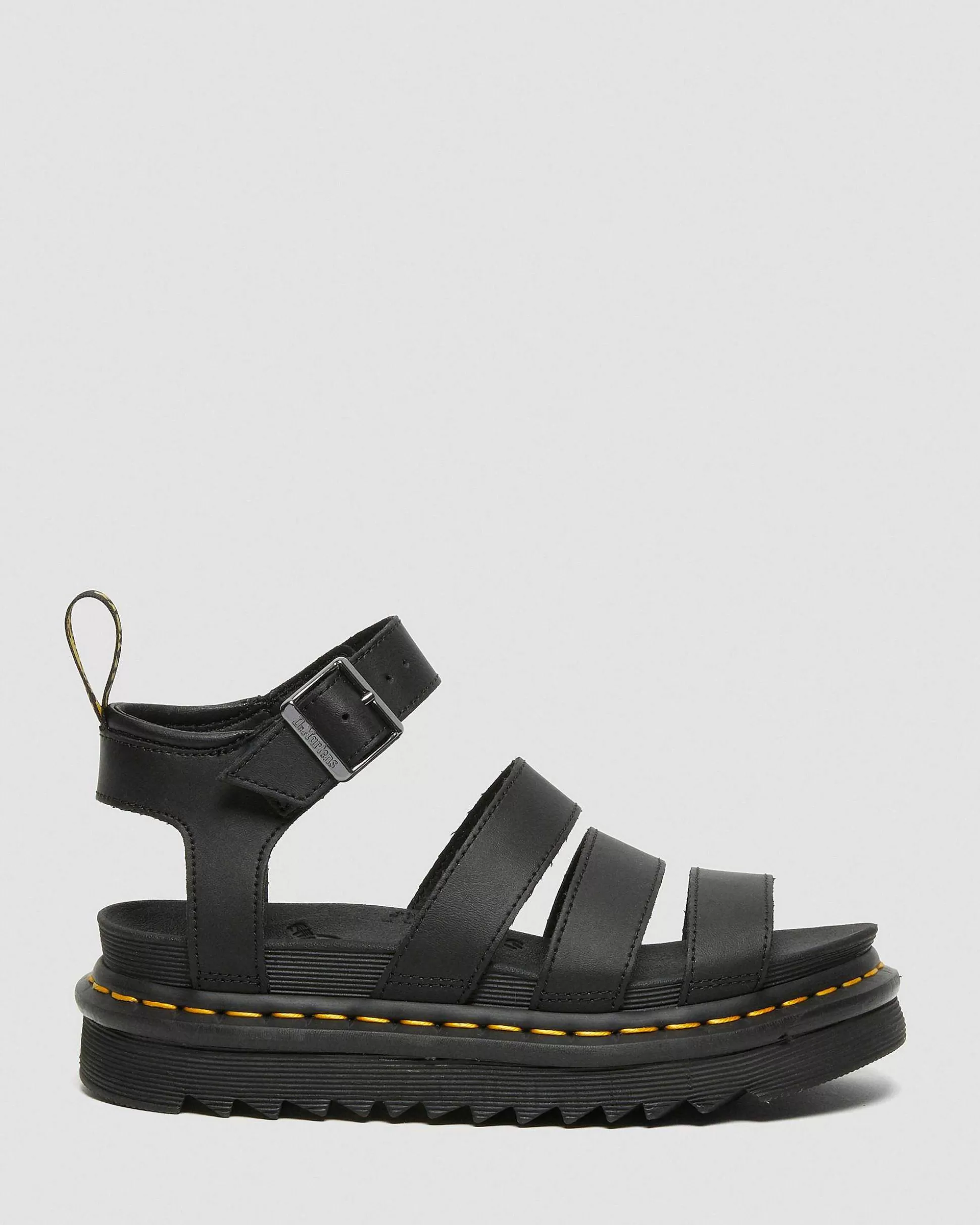 Damen Dr. Martens Plateausandalen>Blaire Hydro Leder Riemensandalen