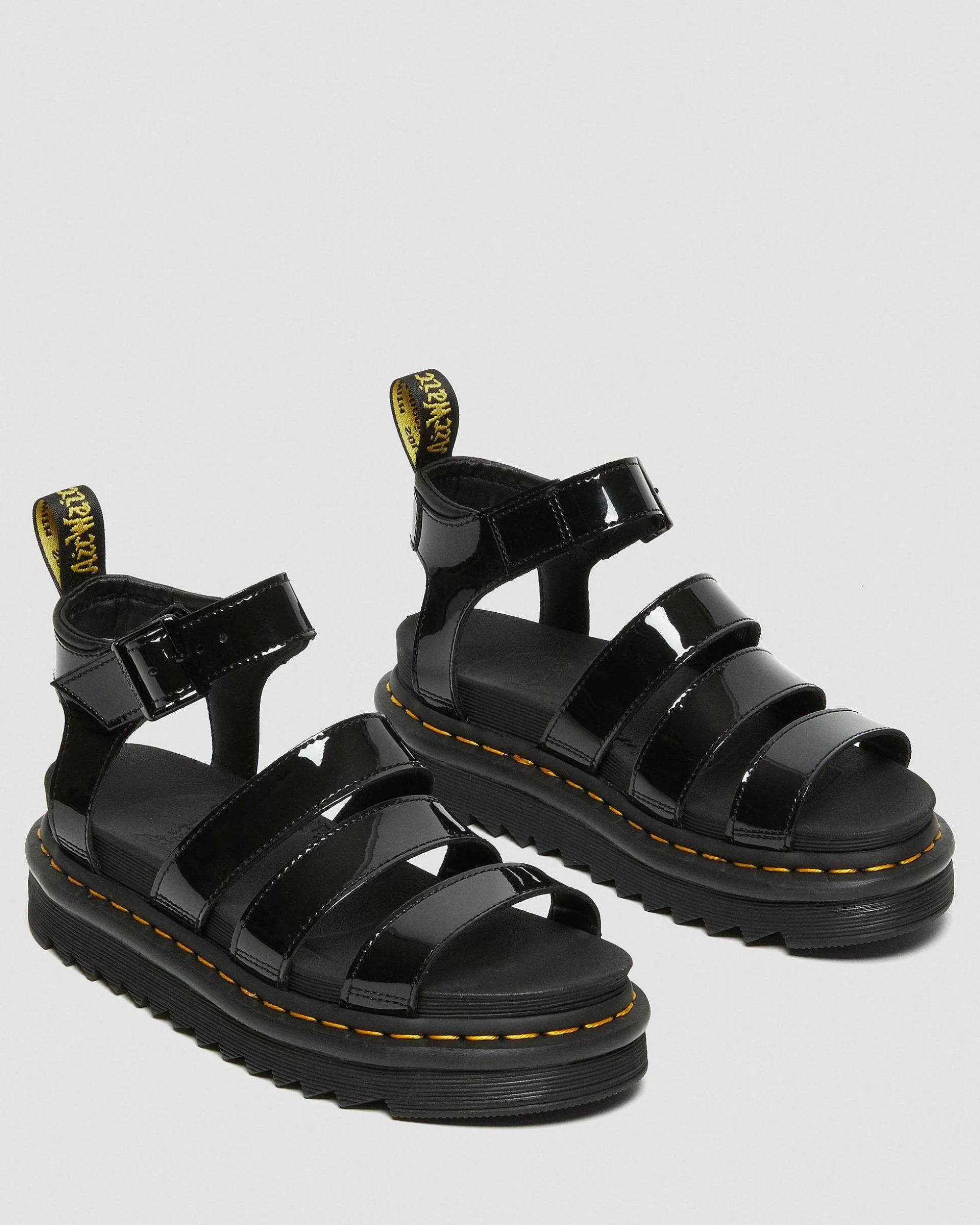 Damen Dr. Martens Plateausandalen>Blaire Lackleder Gladiator Sandalen