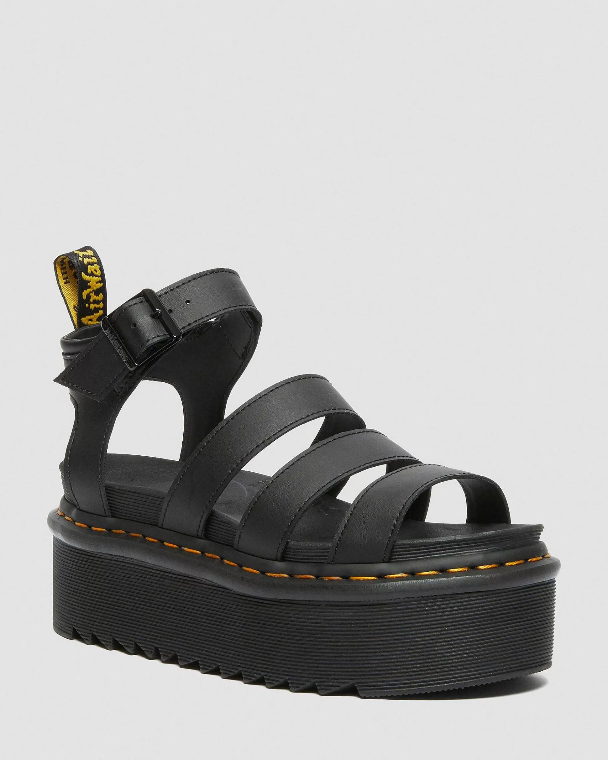 Damen Dr. Martens Plateausandalen>Blaire Quad Hydro Leder Plateau Gladiator Sandalen