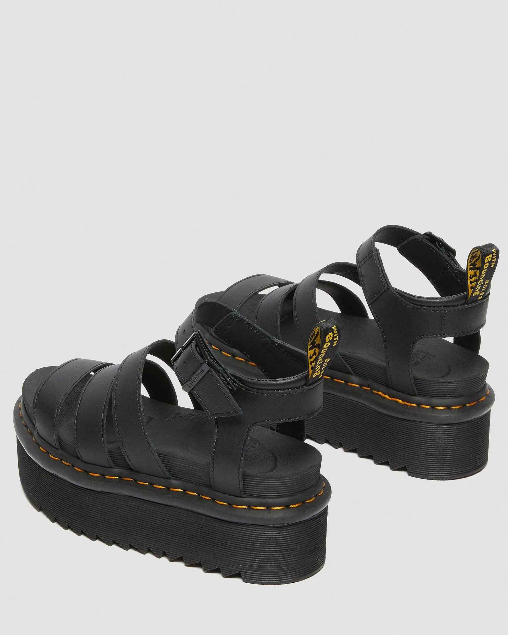 Damen Dr. Martens Plateausandalen>Blaire Quad Hydro Leder Plateau Gladiator Sandalen