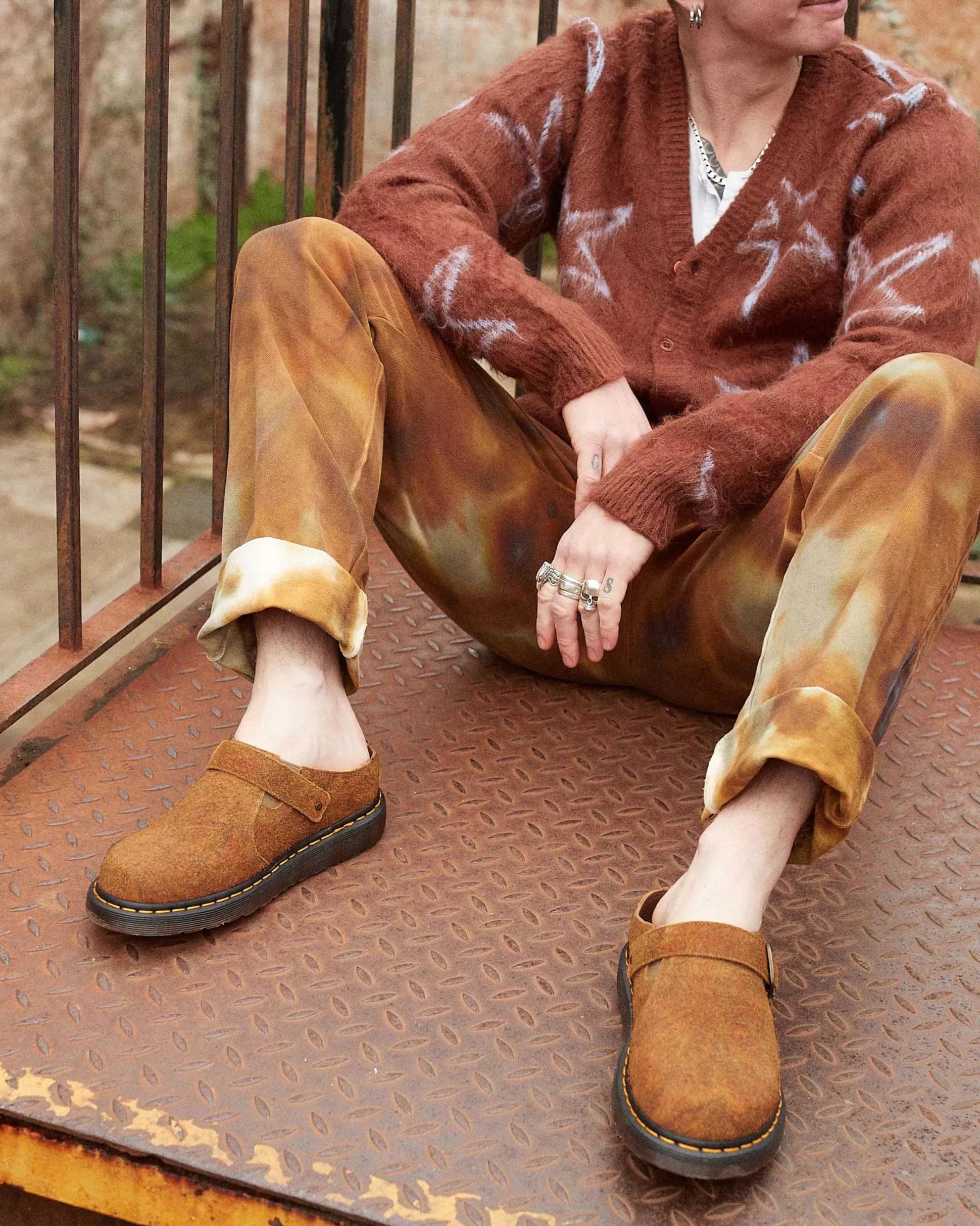 Unisex Dr. Martens Mules Und Clogs>Isham Marbled Wildleder Slingback Mules