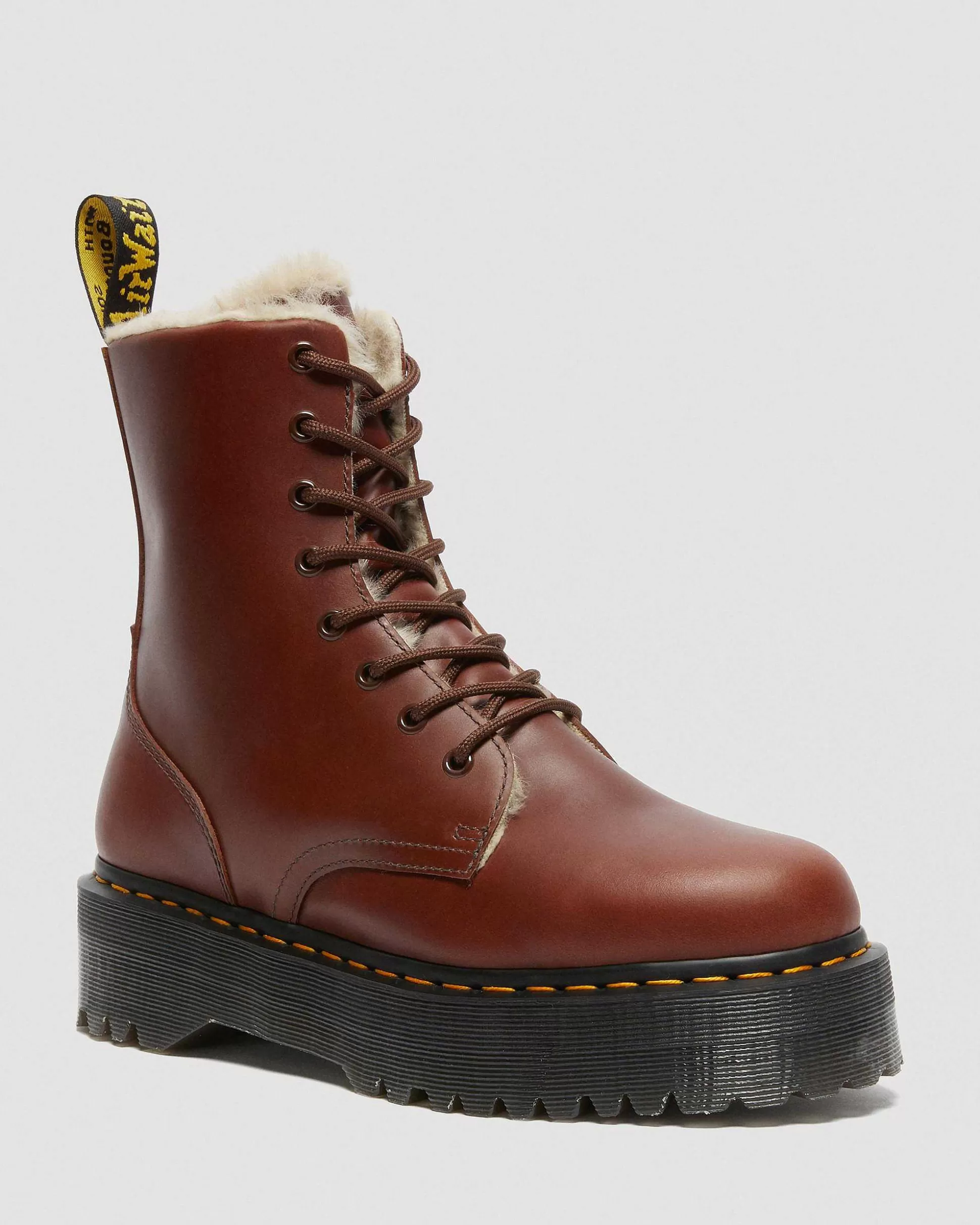 Herren Dr. Martens Braune Stiefel>Jadon Kunstfell Gefutterte Plateaustiefel