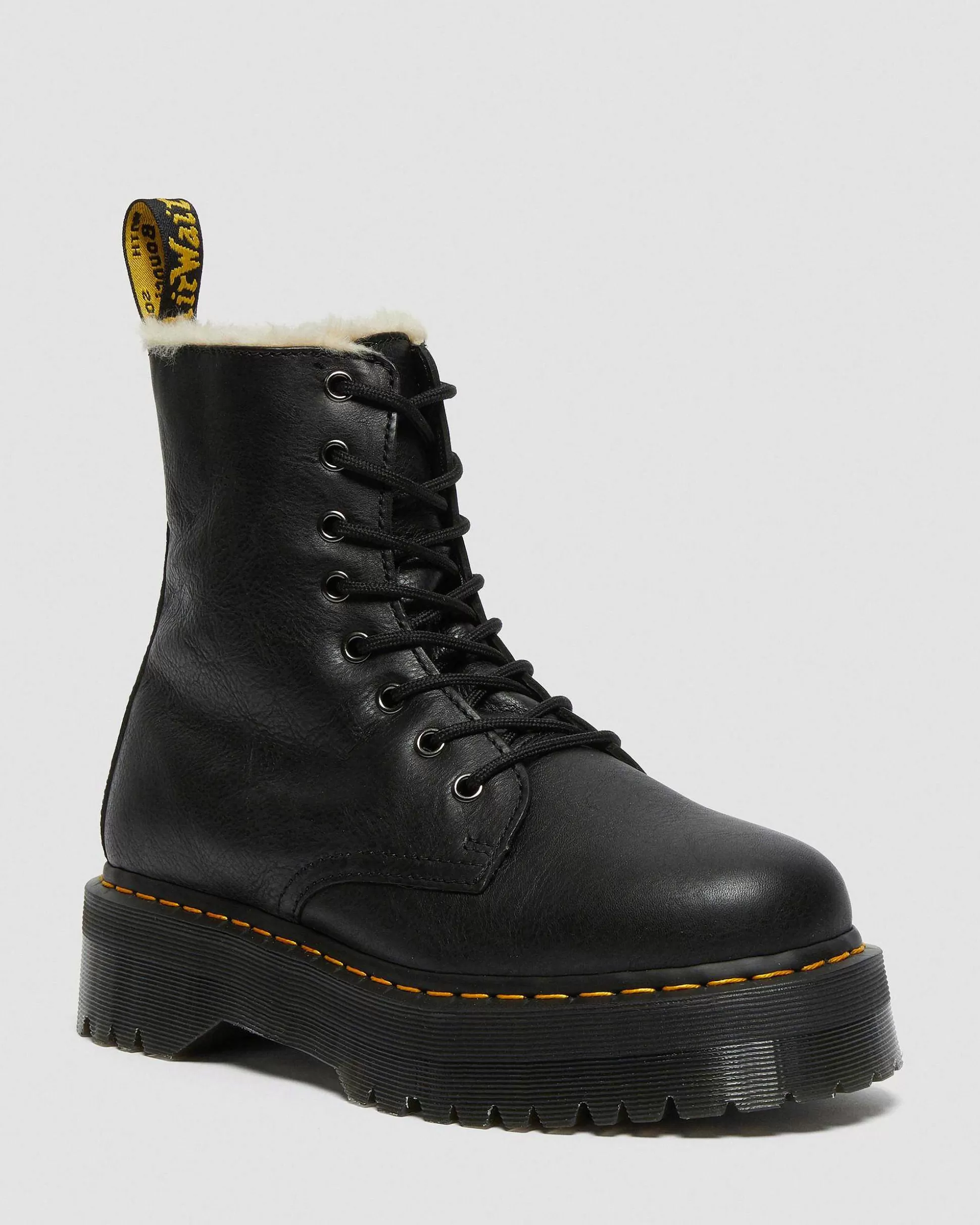 Herren Dr. Martens Winter Stiefel>Jadon Leder Plateaustiefel Mit Kunstfellfutter