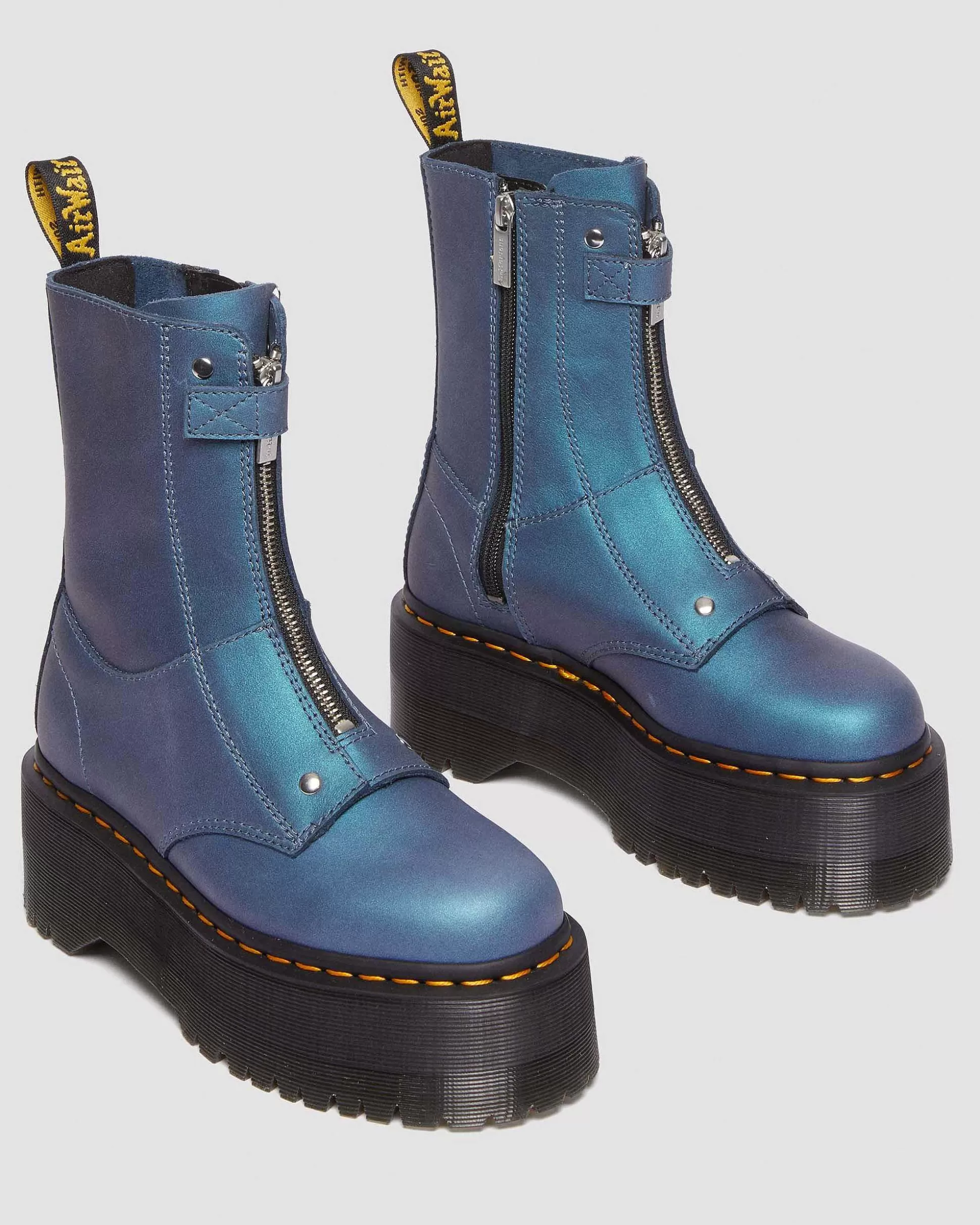 Damen Dr. Martens Hohe Stiefel>Jetta Hi Max Metallic Leder Plateau Stiefel