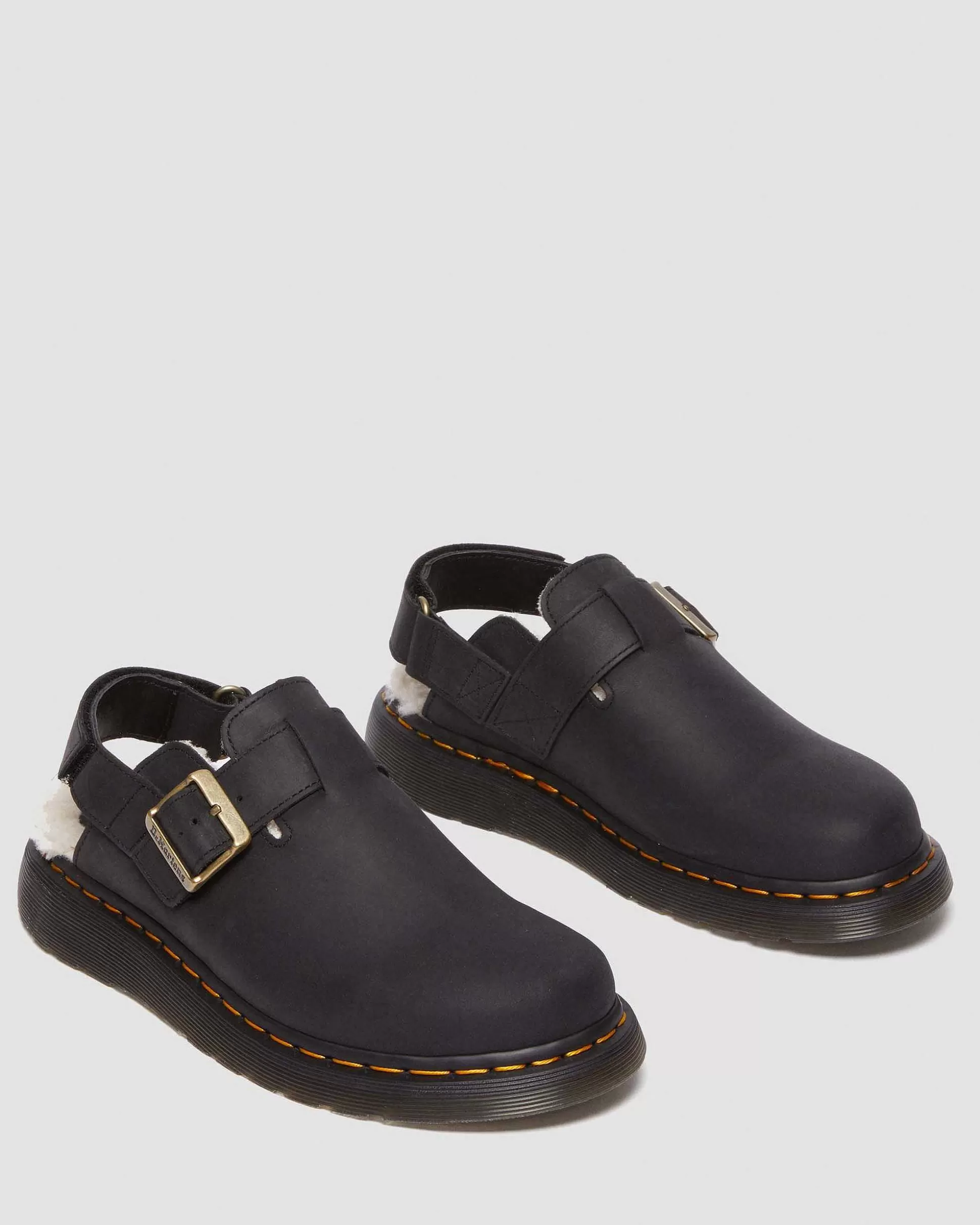 Herren Dr. Martens Schwarze Sandalen>Jorge Ii Faux Fur Gefutterte Mules