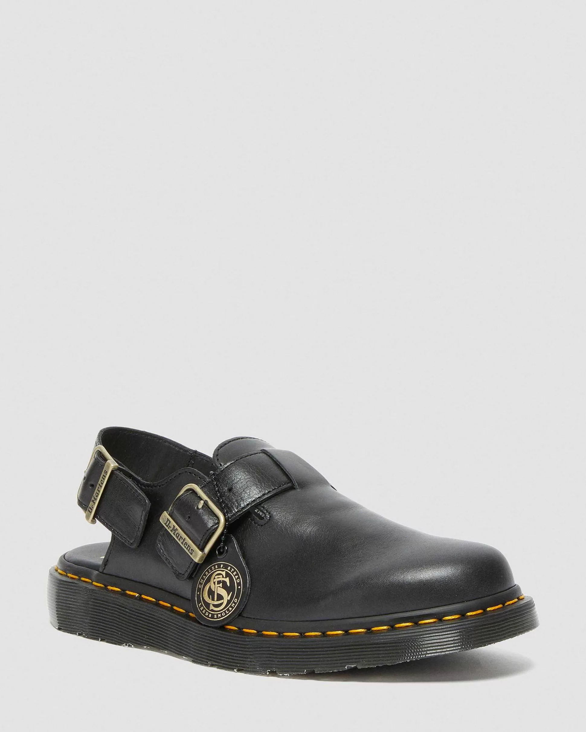 Herren Dr. Martens Schwarze Sandalen>Jorge Made In England Leder Slingback Slip-Ons