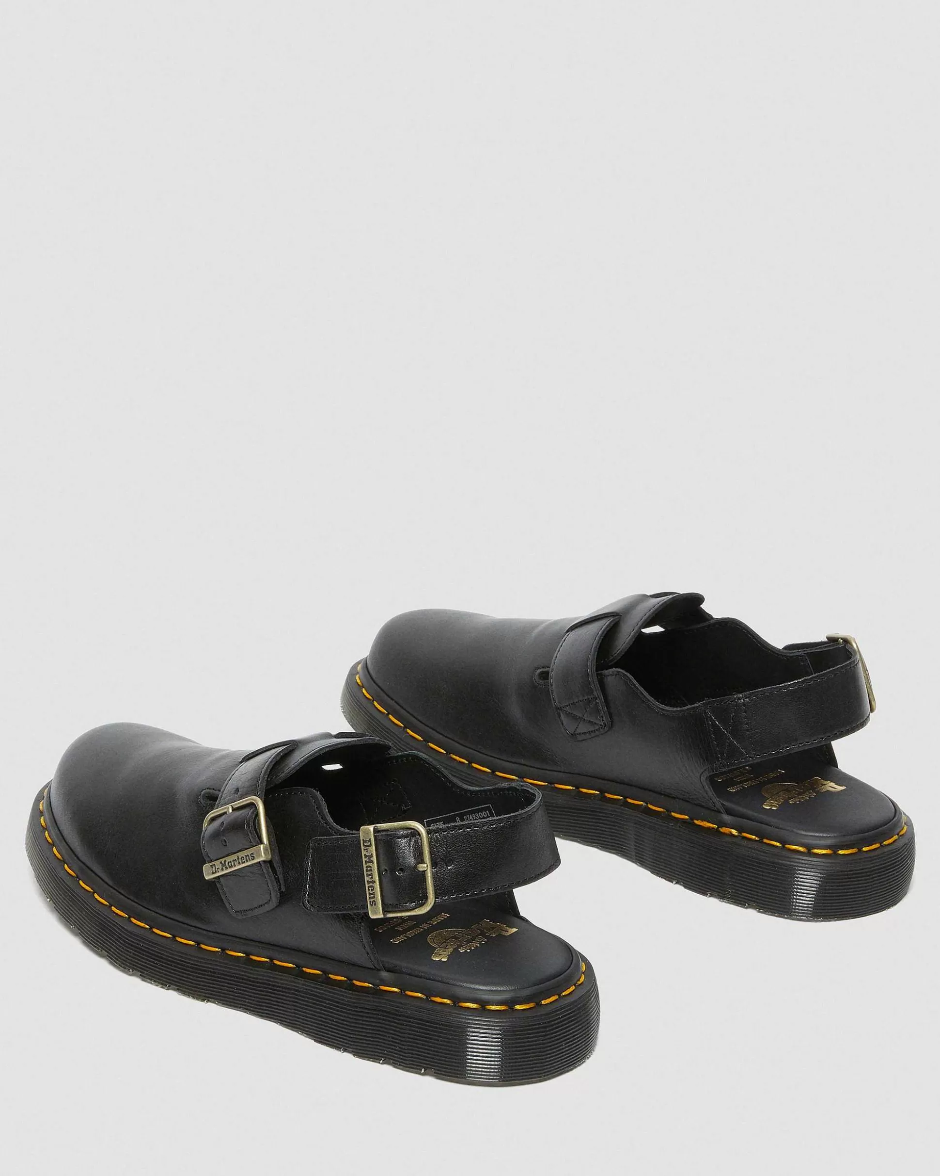 Herren Dr. Martens Schwarze Sandalen>Jorge Made In England Leder Slingback Slip-Ons