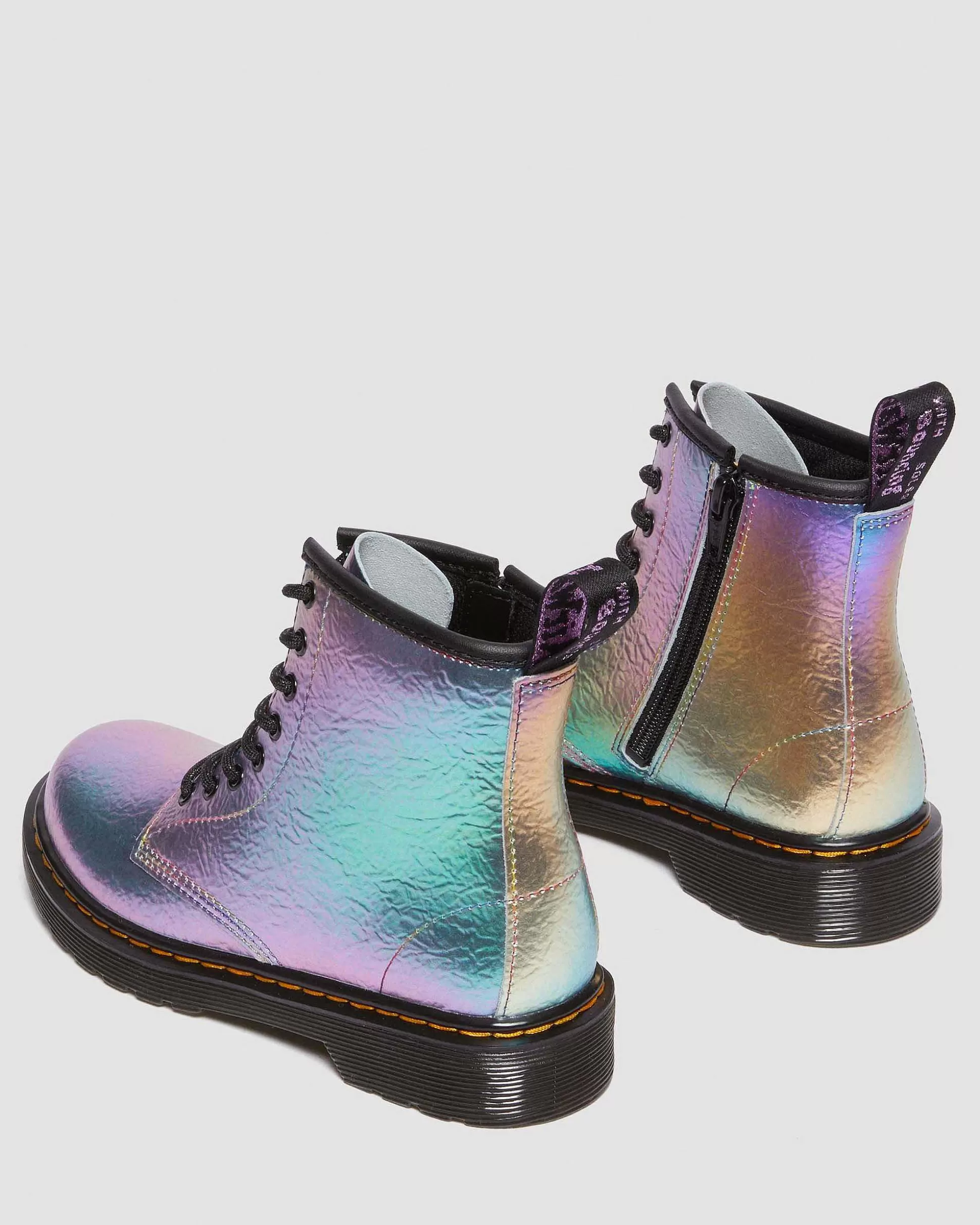 Unisex Dr. Martens Originals Stiefel>Kinder 1460 Rainbow Crinkle Leder Schnurstiefel