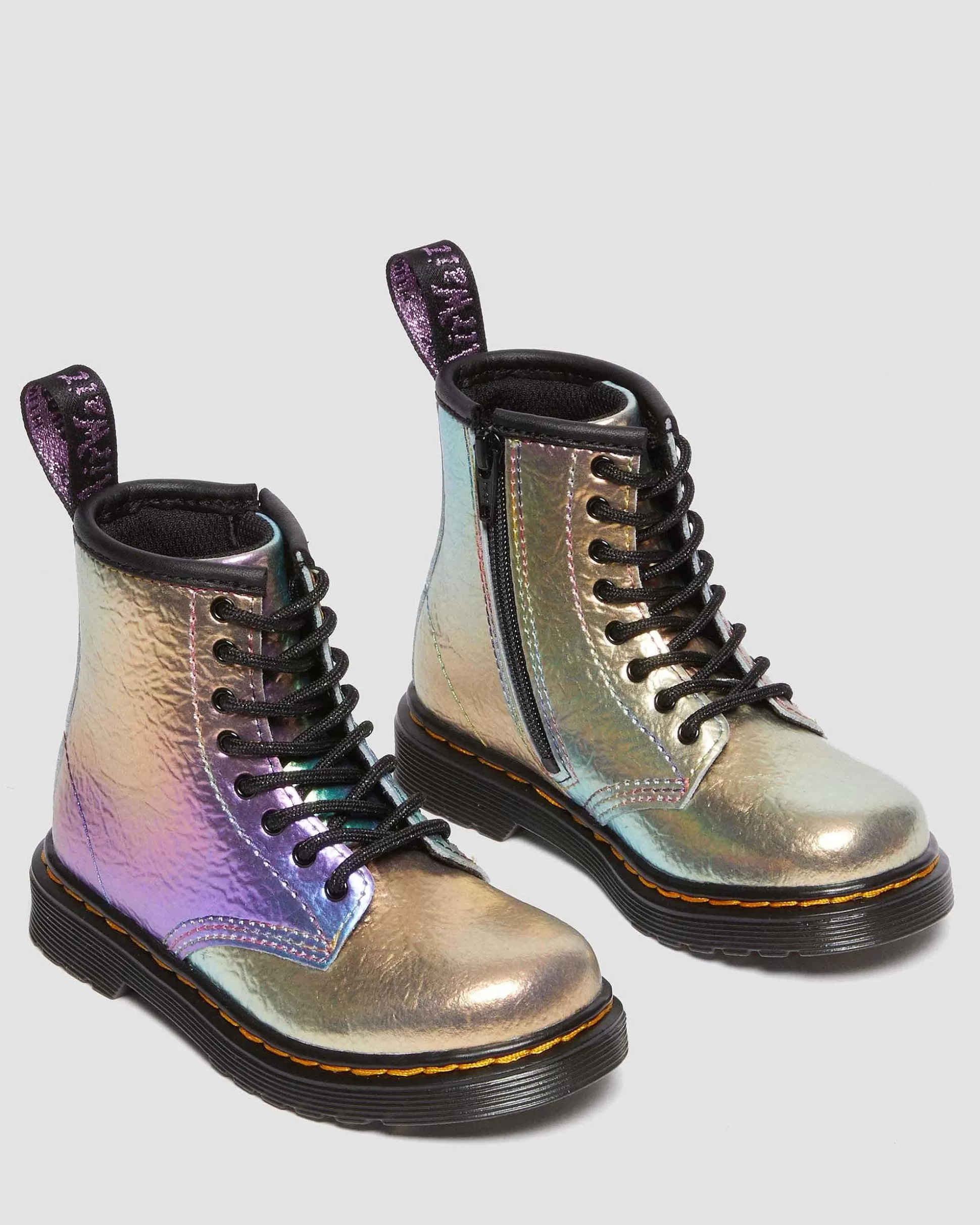 Unisex Dr. Martens Originals Stiefel>Kleinkind 1460 Rainbow Crinkle Leder Schnurstiefel