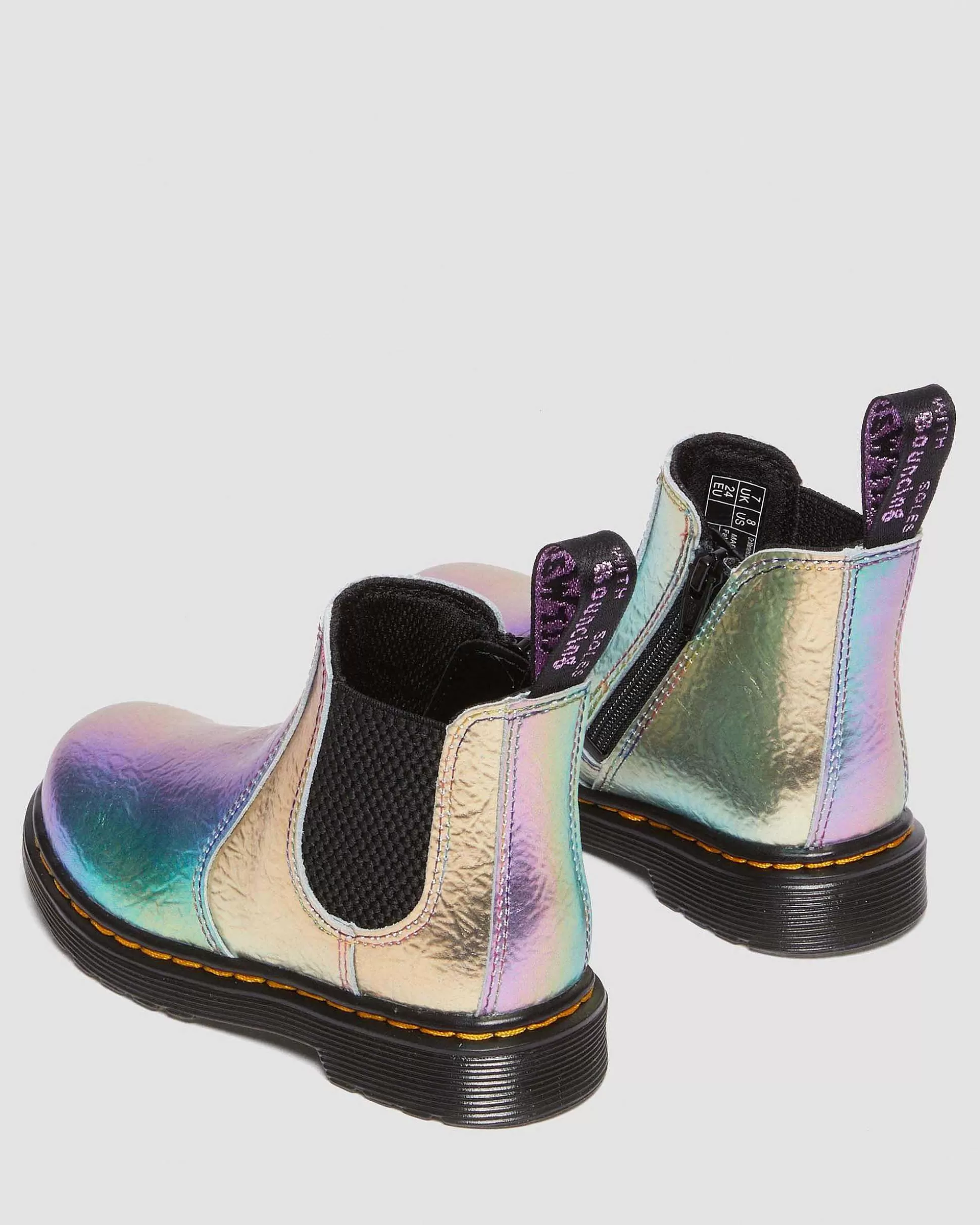 Unisex Dr. Martens Originals Stiefel>Kleinkind 2976 Rainbow Crinkle Leder Chelsea Boots