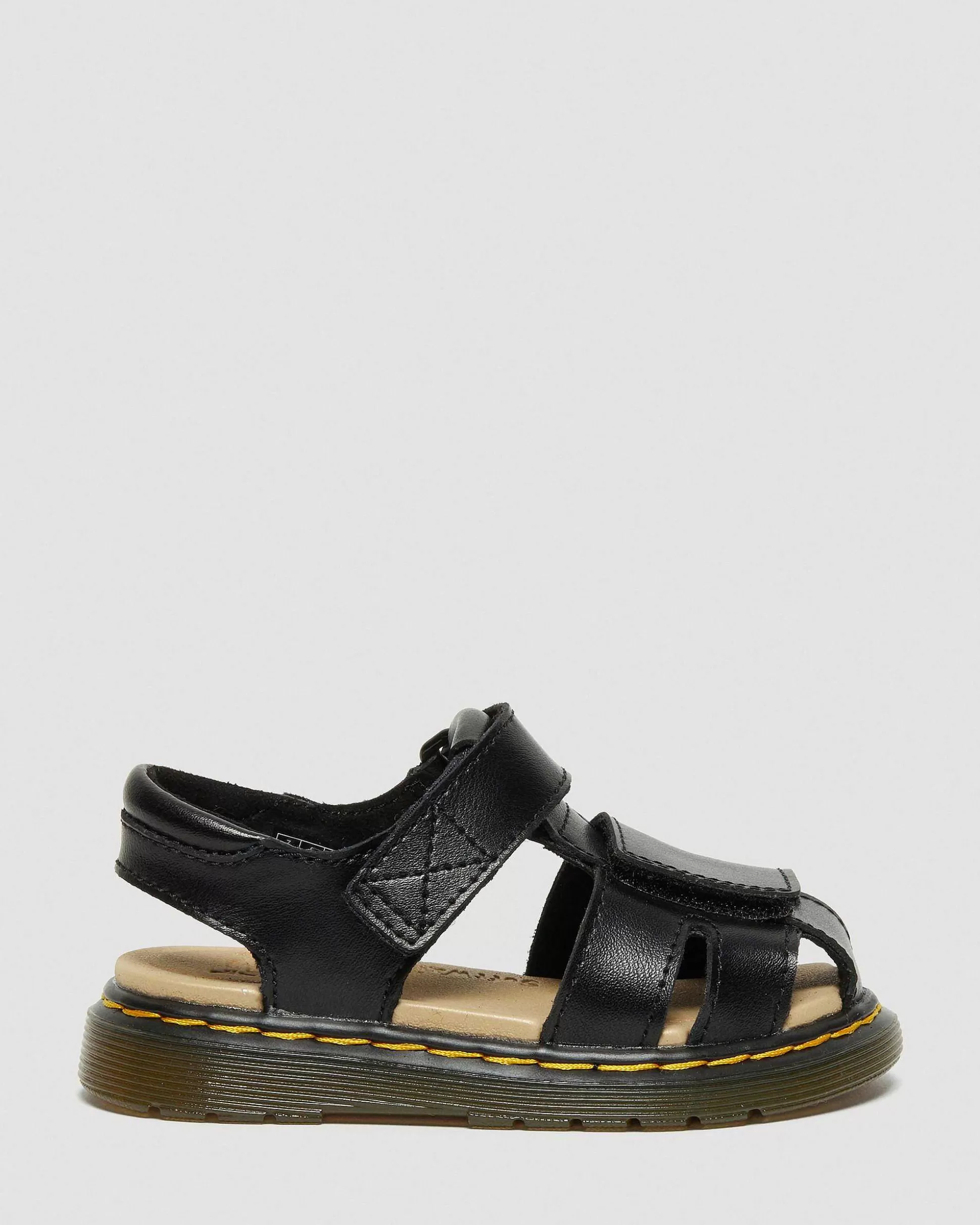 Unisex Dr. Martens Schwarze Sandalen>Kleinkind Moby Ii Leder Riemensandalen Mit Klettverschluss