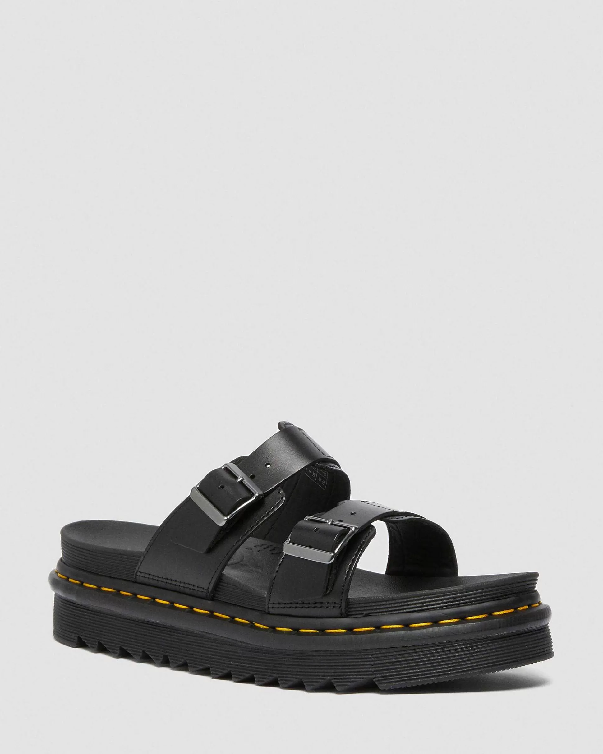 Herren Dr. Martens Schwarze Sandalen>Myles Brando Leder Sandalen Mit Schnallen