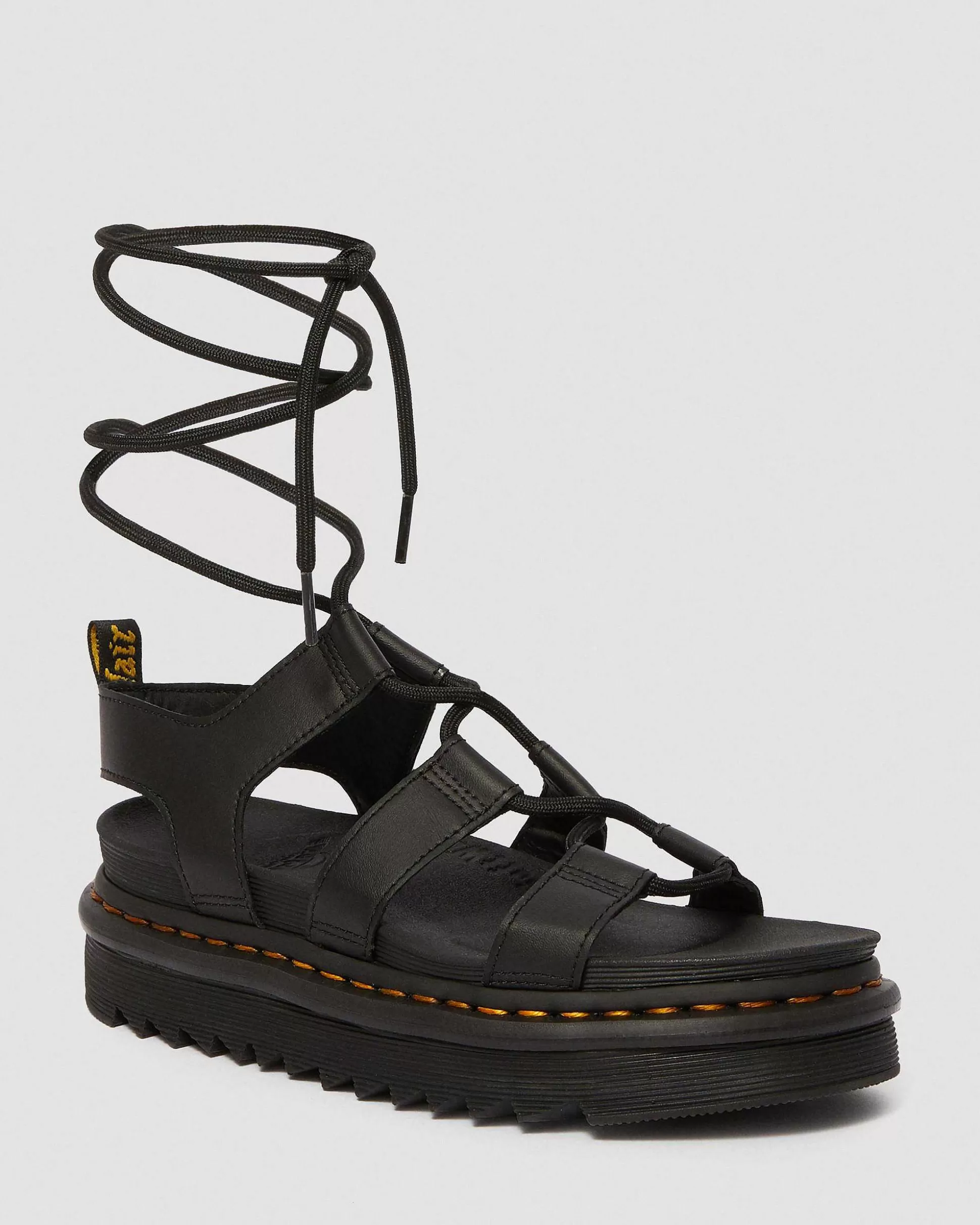 Damen Dr. Martens Plateausandalen>Nartilla Hydro Leder Gladiator Schnursandalen