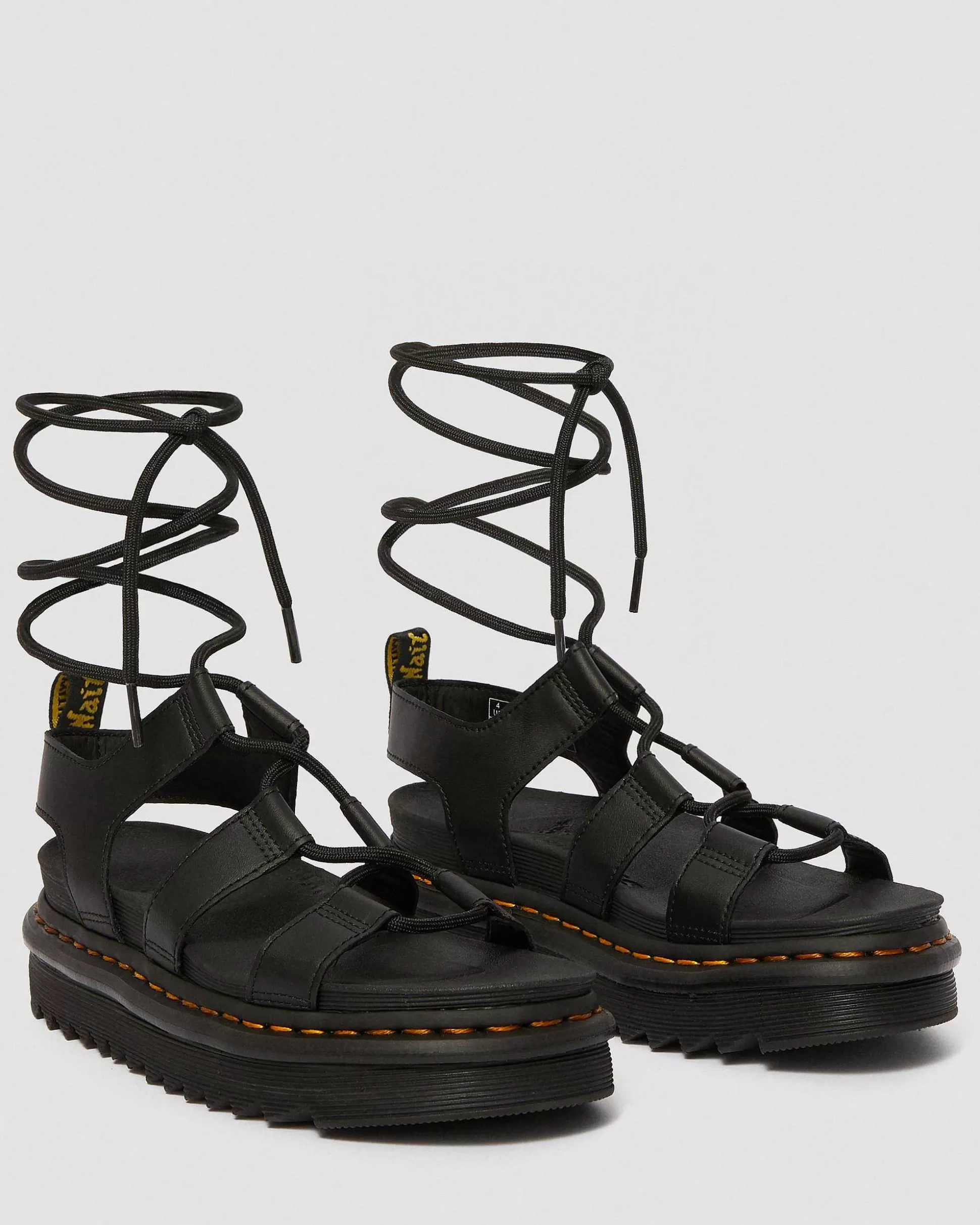 Damen Dr. Martens Plateausandalen>Nartilla Hydro Leder Gladiator Schnursandalen