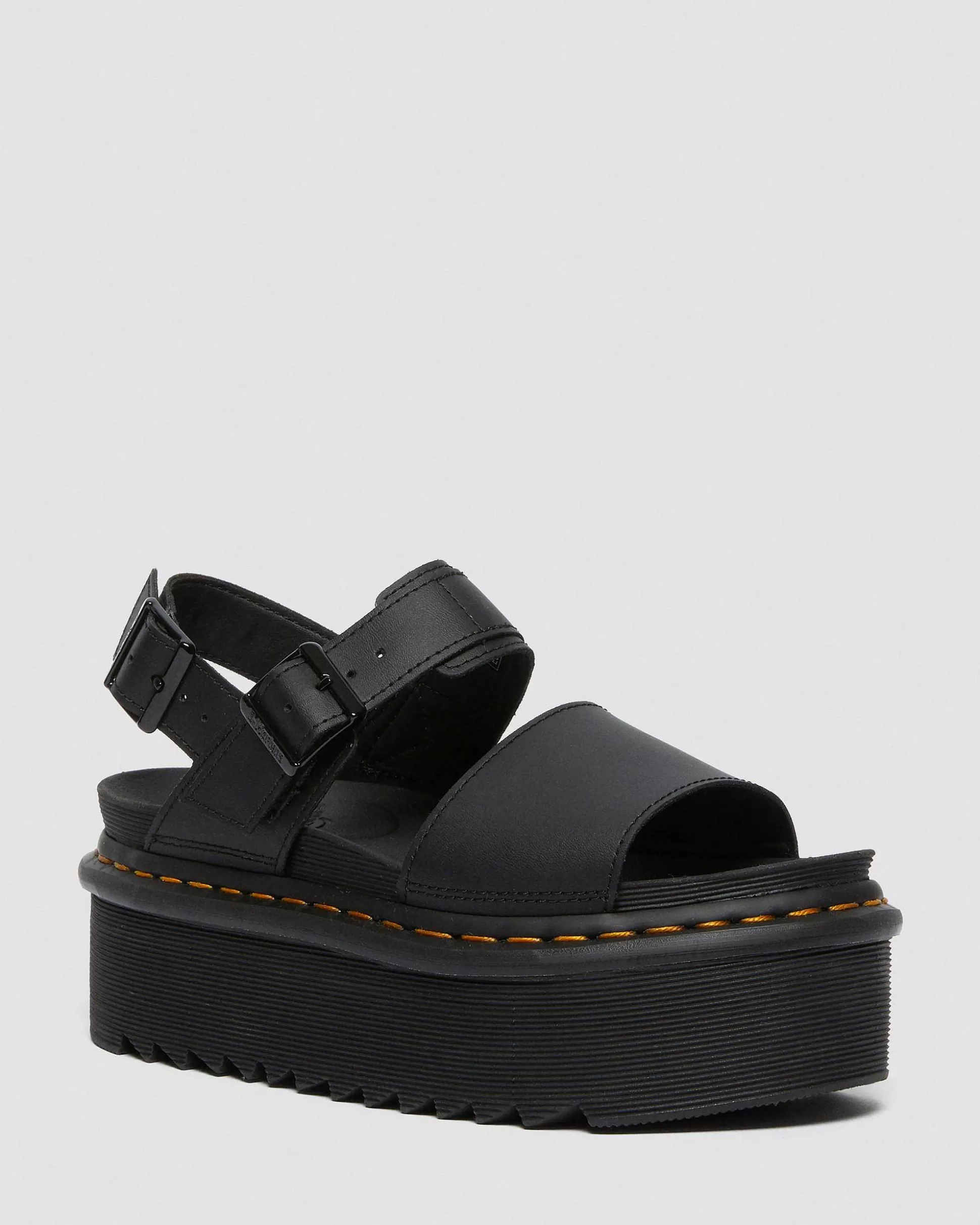 Damen Dr. Martens Plateausandalen>Voss Quad Leder Riemensandalen Mit Plateau