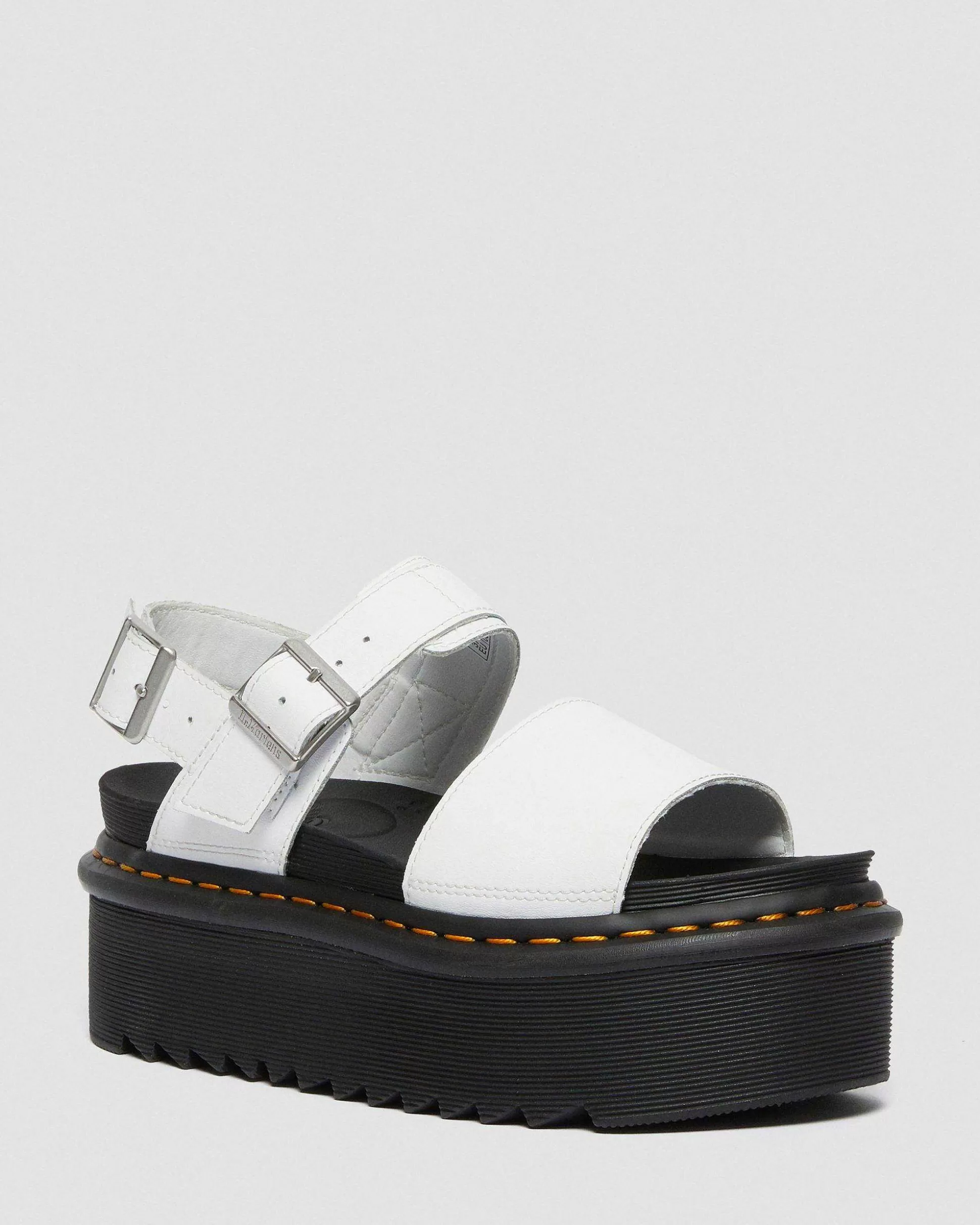 Damen Dr. Martens Weisse Sandalen>Voss Quad Leder Riemensandalen Mit Plateau