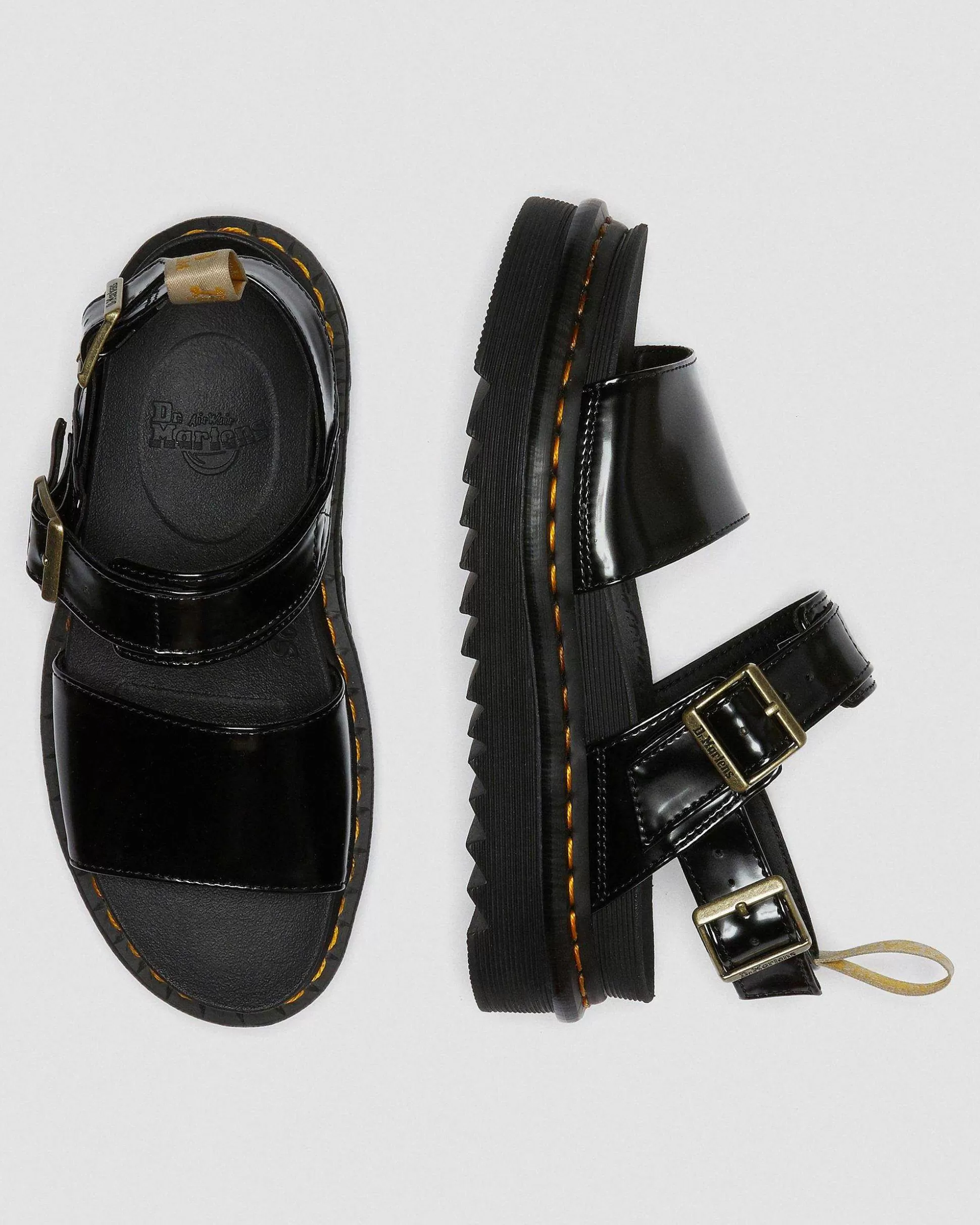 Damen Dr. Martens Schwarze Sandalen>Voss Vegan Riemensandalen